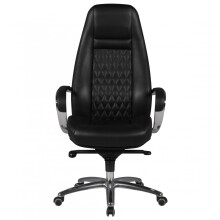 Bürostuhl >AUSTIN< in Schwarz, Echtes Leder - 68x130x70cm (BxHxT)