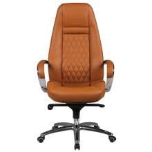 Bürostuhl >AUSTIN< in Braun, Echtes Leder - 68x130x70cm (BxHxT)