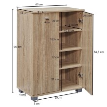 Schuhkommode >NIMES< in Sonoma Eiche Deko - 60x90x35cm (BxHxT)