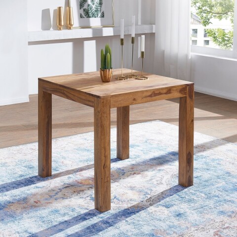 Esstisch >MUMBAI< in Sheesham, Massivholz - 80x76x80cm (BxHxT)