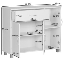 Sideboard >SETE< in Weiß, Holzwerkstoff - 90x75x30cm (BxHxT)