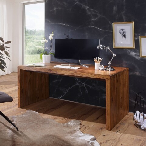 Schreibtisch >BOHA< in Sheesham, Massivholz - 200x76x100cm (BxHxT)