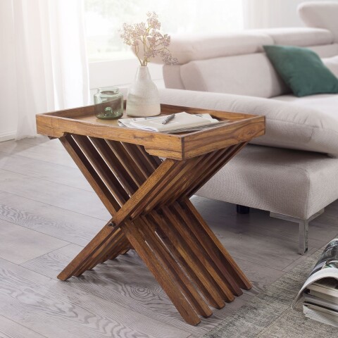 Tabletttisch >MUMBAI< in Sheesham, Massivholz - 60x57x40cm (BxHxT)