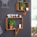 Wandregal >MUMBAI< (2-teilig) in Sheesham, Massivholz - 50x49x13cm (BxHxT)