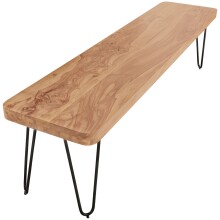 Sitzbank >BAGLI< in Akazie / schwarz, Massivholz / Edelstahl - 120x45x40 (BxHxT)
