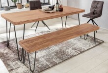 Sitzbank >BAGLI< in Akazie / schwarz, Massivholz / Edelstahl - 120x45x40 (BxHxT)