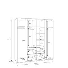Drehtürenschrank >LISSON< 2 Schubladen, Farbe Weiss - 177,5x193,7x60cm (BxHxT)