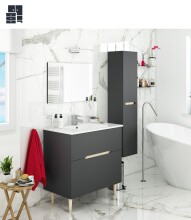 Badezimmer-Set >LOTTO< in Anthrazit-Grau / Eiche...