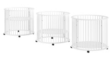 Babybett >Dino< in weiß, Buche massiv - 85,5x98,5cm (HxD)