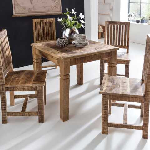 Esstisch >WL5.077< in Mango, Massivholz - 80x76x80cm (BxHxT)
