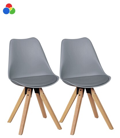 Schalenstuhl >LIMA< (2er-Set) Kunststoffschale + Kunstelder / 2 Farben - 49x87x52cm (BxHxT)
