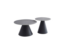 Couchtisch >Dustin< 2er Set, Marmor Graumatt, Kegelfuß - Ø 70x46 cm + Ø 50x40 cm