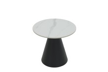Couchtisch >Dustin< 2er-Set, Marmor Weiß, Kegelfuß - Ø 70x46 cm + Ø 50x40 cm