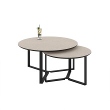 Couchtisch >Massa< (2er-Set) in Cashmere / schwarz -  Ø 80 und Ø 60 cm
