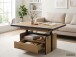 Couchtisch >Noah< mit Funktionen, Eiche Dekor, Schubkasten - 110-150x54-73x70cm (B/H/T)