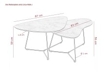 Couchtisch >Pisa< (2er-Set) in Beton Steinstruktur - 87x43x59 (BxHxT)