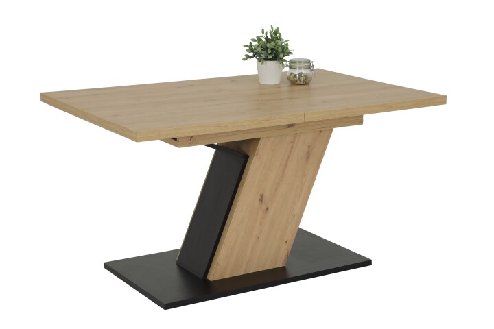 Kulissen-Esstisch >JEANETTE< ausziehbar 180cm, Eiche Dekor + anthrazit - 140/180x76x90cm (BxHxT)