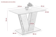 Esstisch >JUDITH< in Beton Dekor / Schwarz - 110x76x70cm (BxHxT)