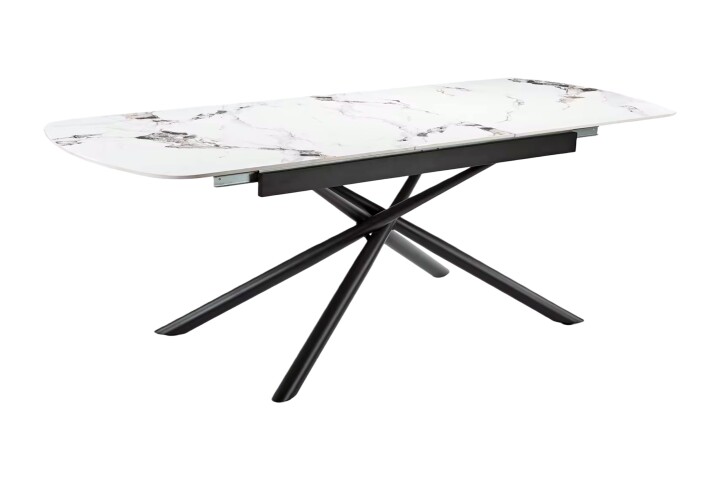 Kulissen-Esstisch >SINTRA< ausziehbar 220cm, Sintered Stone weiss - 180/220x76x90cm (BxHxT)