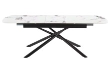 Kulissen-Esstisch >SINTRA< ausziehbar 220cm, Sintered Stone weiss - 180/220x76x90cm (BxHxT)