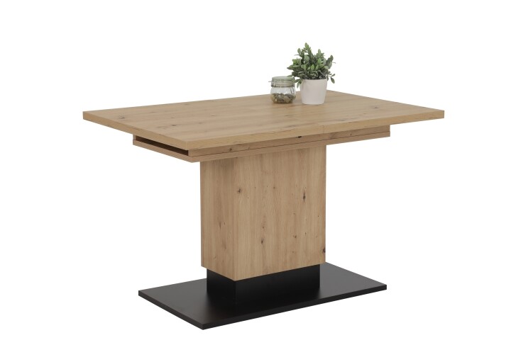 Kulissen-Esstisch >LORENA< ausziehbar 180cm, Eiche Dekor / anthrazit - 120/180x76x80cm (BxHxT)