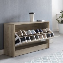 Schuhkipper >SPLIT< in Eiche Dekor, Holzwerkstoff - 80x47x24cm (BxHxT)