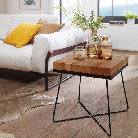 Beistelltisch >WL5.301< in Akazie, Massivholz - 45x51x45cm (BxHxT)