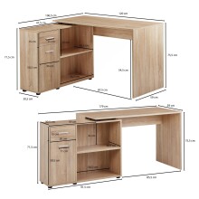 Eckschreibtisch >WL5.304< in Sonoma Eiche Dekor - 120x107x75 (LxBxH)