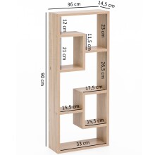 Wandregal >WL5.333< in Sonoma Eiche Dekor, Holzwerkstoff - 36x90x15cm (BxHxT)