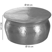 Couchtisch >WL5.454< in Silber, Aluminium - 30x60cm (HxD)
