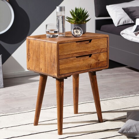 Nachtkommode >WL5.578< in Sheesham, Massivholz - 47x66x36cm (BxHxT)
