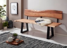 Essbank >GAYA< in Akazie, Massivholz - 160x84x60cm (BxHxT)