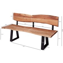 Essbank >GAYA< in Akazie, Massivholz - 180x86x60cm (BxHxT)