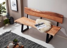 Essbank >GAYA< in Akazie, Massivholz - 180x86x60cm (BxHxT)