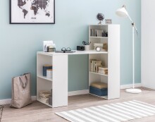 Regal-Schreibtisch >WL5.692< in Weiß, Holzwerkstoff - 120x120x53cm (BxHxT)