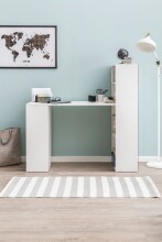 Regal-Schreibtisch >WL5.692< in Weiß, Holzwerkstoff - 120x120x53cm (BxHxT)