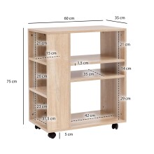 Rollwagen >WL5.695< in Sonoma Eiche Dekor, Holzwerkstoff - 60x75x35cm (BxHxT)