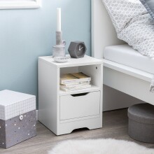 Nachtkommode >WL5.700< in Weiß, Holzwerkstoff - 31x43x31cm (BxHxT)