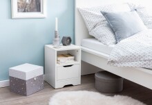 Nachtkommode >WL5.700< in Weiß, Holzwerkstoff - 31x43x31cm (BxHxT)