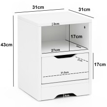 Nachtkommode >WL5.700< in Weiß, Holzwerkstoff - 31x43x31cm (BxHxT)