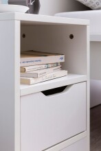 Nachtkommode >WL5.700< in Weiß, Holzwerkstoff - 31x43x31cm (BxHxT)