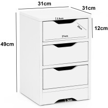 Nachtkommode >WL5.704< in Weiß, Holzwerkstoff - 31x49x31cm (BxHxT)