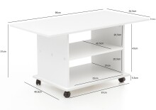 Couchtisch >WL5.738< in Weiß, Holzwerkstoff - 95x51x54cm (BxHxT)