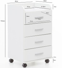 Rollcontainer >WL5.748< in Weiß, Holzwerkstoff - 40x71x33cm (BxHxT)