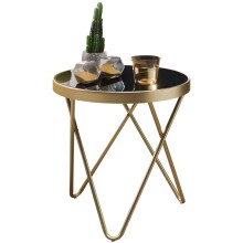 Beistelltisch >PARMA< in Schwarz / Gold, Metall /...