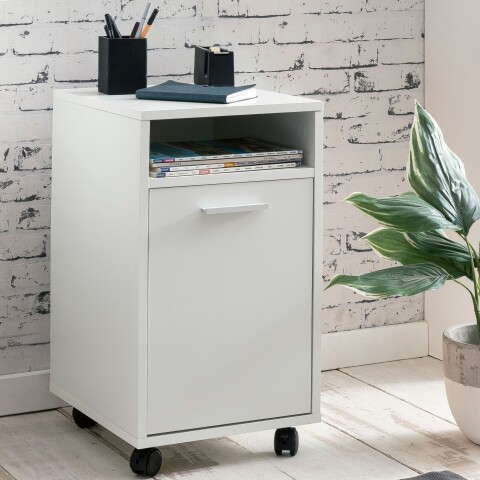 Rollcontainer >WL5.928< in Weiß, Holzwerkstoff - 33x60x38cm (BxHxT)