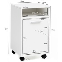 Rollcontainer >WL5.928< in Weiß, Holzwerkstoff - 33x60x38cm (BxHxT)