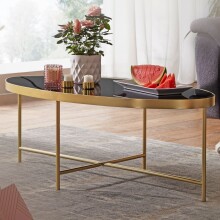 Couchtisch >WL5.993< in Gold, Glas / Metall -...