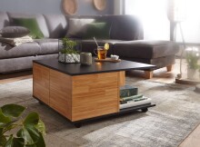 Couchtisch >WL6.067< in Anthrazit + Sandeiche - 70x36x70cm (BxHxT)