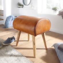 Sitzhocker >WL6.087< in Braun, Echtleder /...